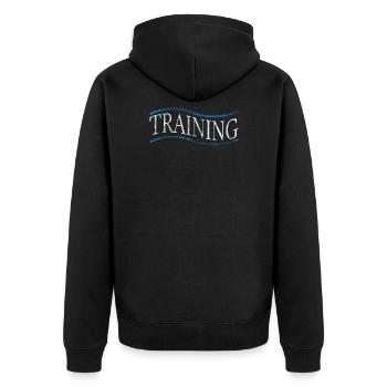 Training Sport train Sporty - Unisex Premium Organic Zip Hoodie - black - Back - Nico (187cm)