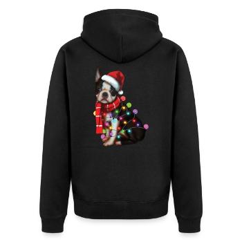 Chien Boston Terrier de Noël - Drôle de chiot de Noël - Veste à capuche bio Premium Unisexe - noir - Dos - Nico (187cm)