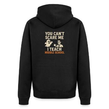 Lehrer lustiges T-Shirt - Unisex Premium Bio Zip Hoodie - Schwarz - Hinten - Nico (187cm)