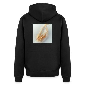Ätherische Feder leuchtend – Symbol des Lichts - Unisex Premium Bio Zip Hoodie - Schwarz - Hinten - Nico (187cm)