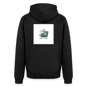 Quantenvogel-Lesen im Sessel - Unisex Premium Bio Zip Hoodie - Schwarz - Hinten - Nico (187cm)
