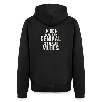 Genius Piece of Meat Typo - Unisex Premium Organic Zip Hoodie - black - Back - Nico (187cm)