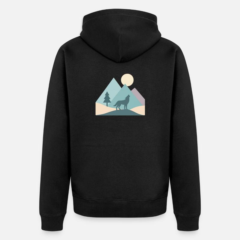 Wolf - Unisex Premium Bio Zip Hoodie - Schwarz