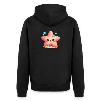 Starfish - Unisex Premium Organic Zip Hoodie - black - Back - Nico (187cm)