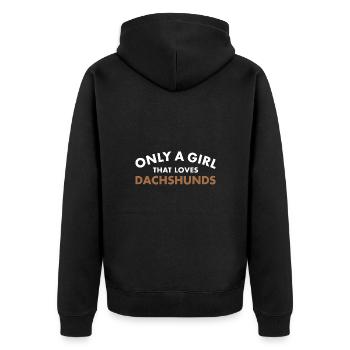 Only A Girl That Loves Dachshund - Unisex Premium Organic Zip Hoodie - black - Back - Nico (187cm)