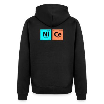 Periodensystem NICE - Unisex Premium Bio Zip Hoodie - Schwarz - Hinten - Nico (187cm)
