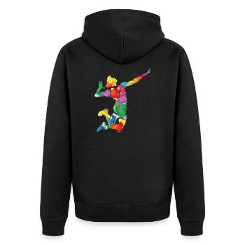 Volleyball Sport Lover Abstract Volleyball Player - Unisex Premium Organic Zip Hoodie - black - Back - Nico (187cm)
