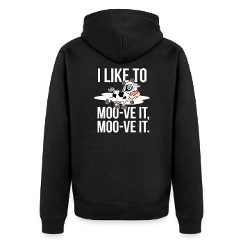 Kühe, die ich gerne moove es Cow Lover Geschenk Geburtstag - Unisex Premium Bio Zip Hoodie - Schwarz - Hinten - Nico (187cm)
