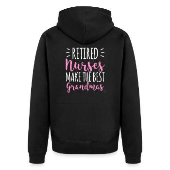 Infirmières retraitées: Idée de cadeau de retraite pour grand-mères - Veste à capuche bio Premium Unisexe - noir - Dos - Nico (187cm)