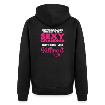 Sexy Grandma Killing It Grandmother Gift idea - Unisex Premium Organic Zip Hoodie - black - Back - Nico (187cm)