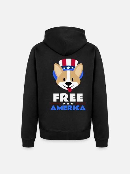 Free America - Dog - Unisex Premium Organic Zip Hoodie - black