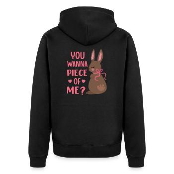 Du willst Piece of Me Ostertag Chocolate Rabbit - Unisex Premium Bio Zip Hoodie - Schwarz - Hinten - Nico (187cm)