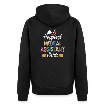 Hopfigste medizinische Assistentin aller Zeiten Krankenschwester Ostern - Unisex Premium Bio Zip Hoodie - Schwarz - Hinten - Nico (187cm)