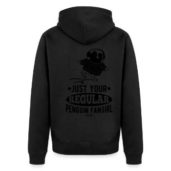 Pinguin Eislaufen Mädchen flugunfähig - Unisex Premium Bio Zip Hoodie - Schwarz - Hinten - Nico (187cm)