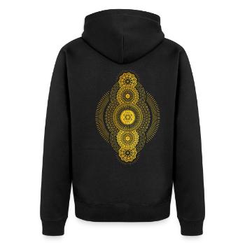 Metatrons Cube Sacred Geomety Esoterik - Unisex Premium Bio Zip Hoodie - Schwarz - Hinten - Nico (187cm)