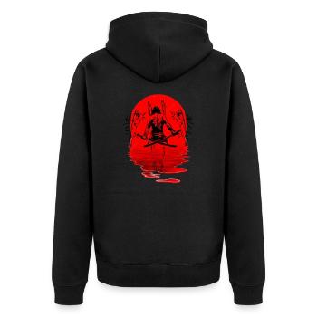 Guerrier Samouraï Ninja Japon Soleil - Veste à capuche bio Premium Unisexe - noir - Dos - Nico (187cm)