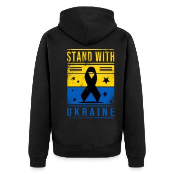 Ukraine flag with peace sign - Unisex Premium Organic Zip Hoodie - black - Back - Nico (187cm)