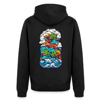 High waves 04 - Unisex Premium Bio Zip Hoodie - Schwarz - Hinten - Nico (187cm)