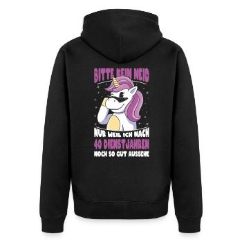 40 Jahre Im Dienst 40 Jähriges Dienstjubiläum - Unisex Premium Bio Zip Hoodie - Schwarz - Hinten - Nico (187cm)
