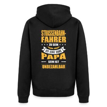 Strassenbahnfahrer Sein Eine Ehre Papa Vatertag - Unisex Premium Bio Zip Hoodie - Schwarz - Hinten - Nico (187cm)