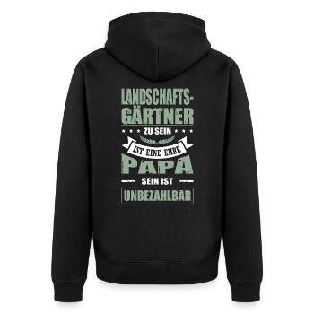 Landschaftsgärtner Sein Eine Ehre Papa Vatertag - Unisex Premium Bio Zip Hoodie - Schwarz - Hinten - Nico (187cm)