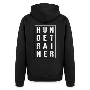 Hundetrainer Hundetraining Hundegutachter Hunde - Unisex Premium Bio Zip Hoodie - Schwarz - Hinten - Nico (187cm)