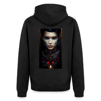 Roter Krieger - Unisex Premium Bio Zip Hoodie - Schwarz - Hinten - Nico (187cm)