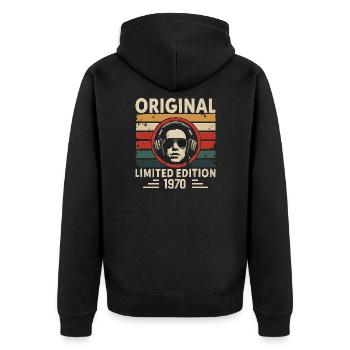 Original 1970er Retro Jubiläum 1970er Jahre Jahrgang 1970er Jahre - Unisex Premium Bio Zip Hoodie - Schwarz - Hinten - Nico (187cm)