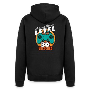 30th birthday level 30 gamer - Unisex Premium Organic Zip Hoodie - black - Back - Nico (187cm)