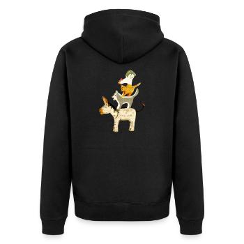 Bremer Stadtmusikanten - Unisex Premium Bio Zip Hoodie - Schwarz - Hinten - Nico (187cm)