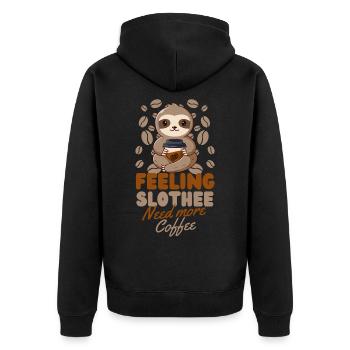 Sloth Coffee Cafe Sloth needs coffee - Unisex Premium Organic Zip Hoodie - black - Back - Nico (187cm)