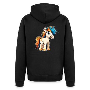 Niedliches kleines Pony Pferd - Unisex Premium Bio Zip Hoodie - Schwarz - Hinten - Nico (187cm)