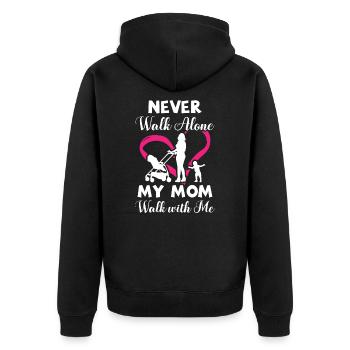 Never walk alone my mom walk with me - Unisex Premium Bio Zip Hoodie - Schwarz - Hinten - Nico (187cm)