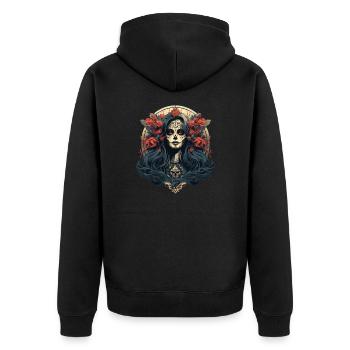 Santa Muerte - Día de Muertos - Unisex Premium Bio Zip Hoodie - Schwarz - Hinten - Nico (187cm)