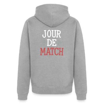 Jour de match - Veste à capuche bio Premium Unisexe - gris chiné - Dos - Nico (187cm)