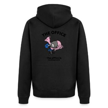 The office is my playground - The office - Unisex Premium Bio Zip Hoodie - Schwarz - Hinten - Nico (187cm)