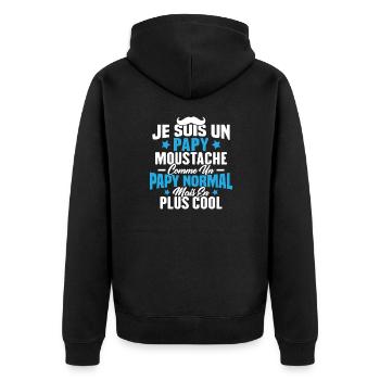 Un papy moustache comme un papy normal - Veste à capuche bio Premium Unisexe - noir - Dos - Nico (187cm)