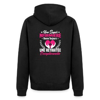 Retraite infirmière, Cadeau future retraitée - Veste à capuche bio Premium Unisexe - noir - Dos - Nico (187cm)