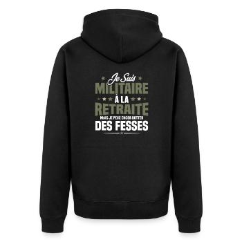 Humour Cadeau Je suis Militaire À La Retraite - Veste à capuche bio Premium Unisexe - noir - Dos - Nico (187cm)