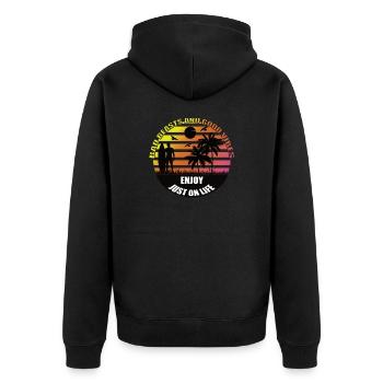 Just On Life T Shirt Vintage Femme T-shirt Homme - Veste à capuche bio Premium Unisexe - noir - Dos - Nico (187cm)