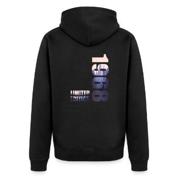 1968. Idée d’anniversaire T-Shirt édition limitée - Veste à capuche bio Premium Unisexe - noir - Dos - Nico (187cm)