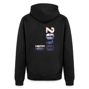 Idée d’anniversaire de t-shirt édition limitée 2010 - Veste à capuche bio Premium Unisexe - noir - Dos - Nico (187cm)