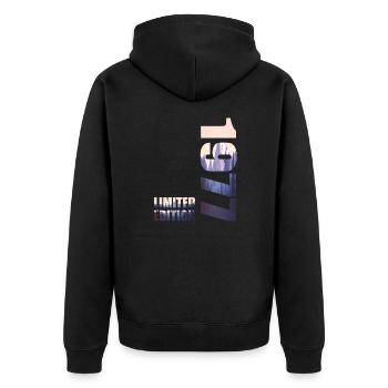 1977. Limited Edition T-Shirt Birthday Idea - Unisex Premium Organic Zip Hoodie - black - Back - Nico (187cm)