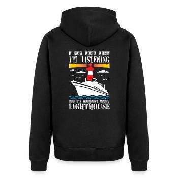 Thinking About Lighthouse Lovers Lighthouse - Unisex Premium Bio Zip Hoodie - Schwarz - Hinten - Nico (187cm)