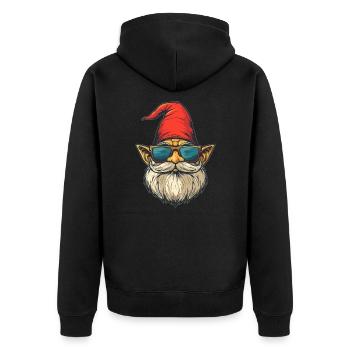 Funny garden gnome with sunglasses - Unisex Premium Organic Zip Hoodie - black - Back - Nico (187cm)