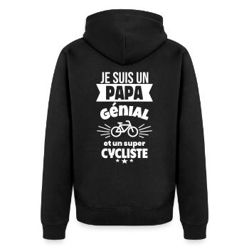 Papa génial & cycliste – idée fête des pères - Veste à capuche bio Premium Unisexe - noir - Dos - Nico (187cm)