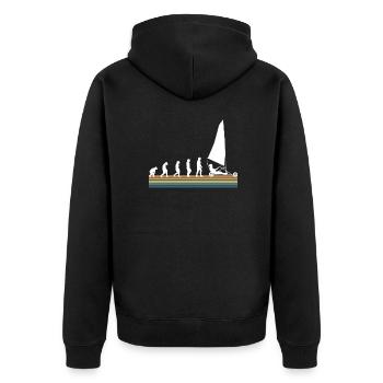 Vintage Retro Evolution Beach Sailor - Unisex Premium Organic Zip Hoodie - black - Back - Nico (187cm)