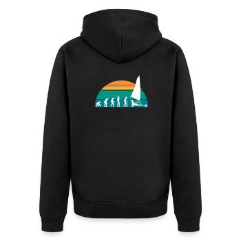 Vintage Retro Evolution Beach Sailor - Unisex Premium Organic Zip Hoodie - black - Back - Nico (187cm)