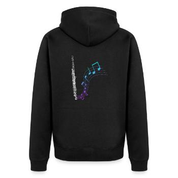 Querflöte Geschenk Musik Noten - Unisex Premium Bio Zip Hoodie - Schwarz - Hinten - Nico (187cm)