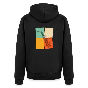 Vintage Retro Saxophone Professeur Cadeau - Veste à capuche bio Premium Unisexe - noir - Dos - Nico (187cm)